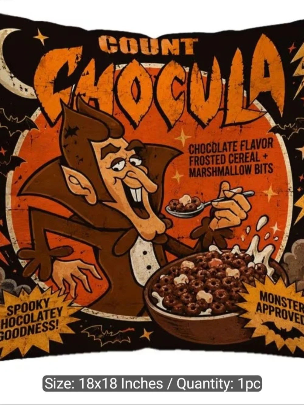Count Chocula Pillow Cover 18 X 18 Halloween Retro